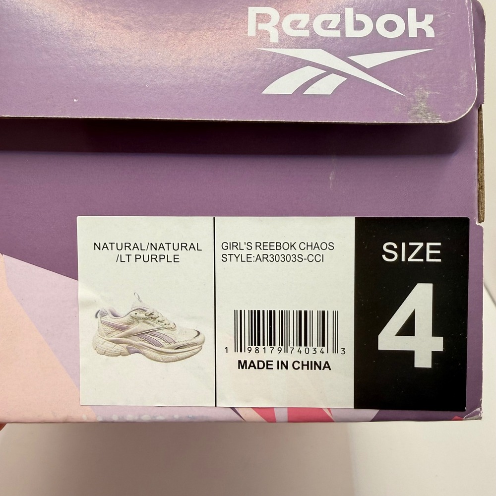 Reebok Chaos Running Girls Shoes Natural Light Purple AR30303S-CCI Size 4 NEW - Picture 10 of 10